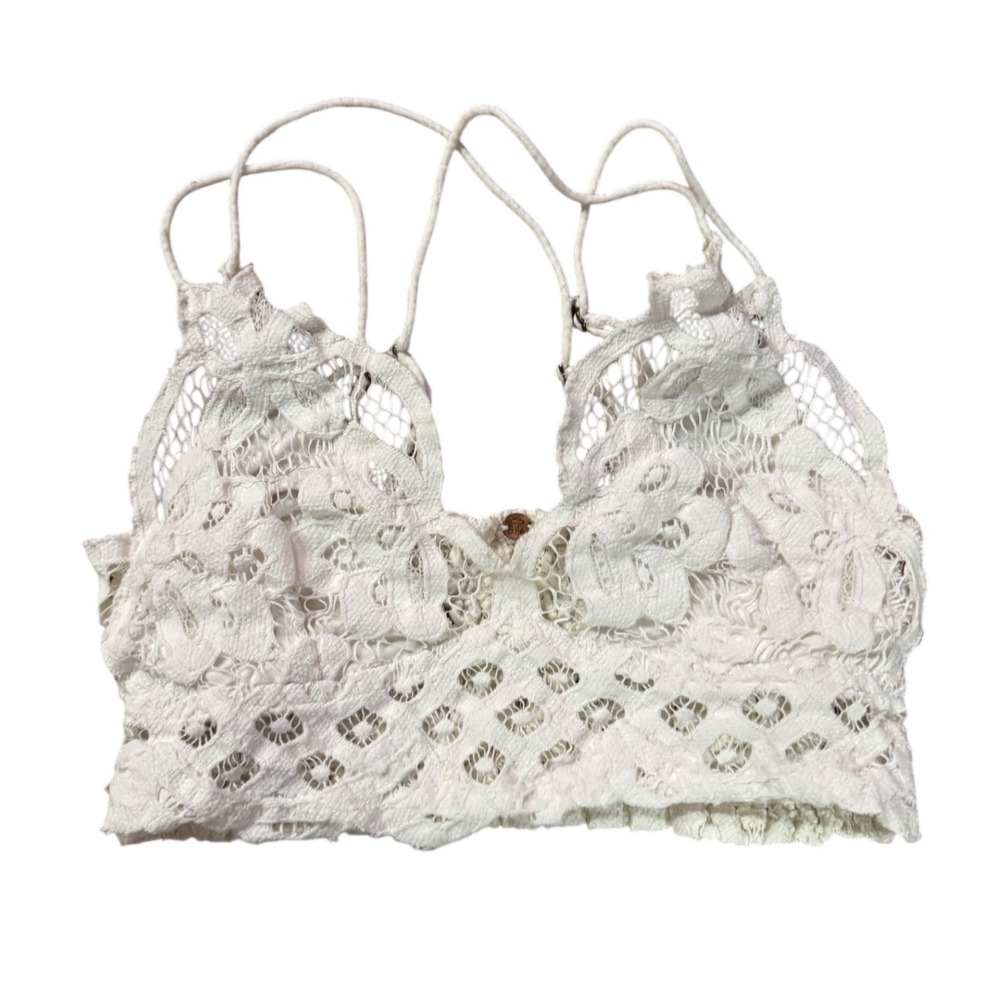 Free People Adella White Lace Crochet Bralette Crop Top Boho‎ Festival S